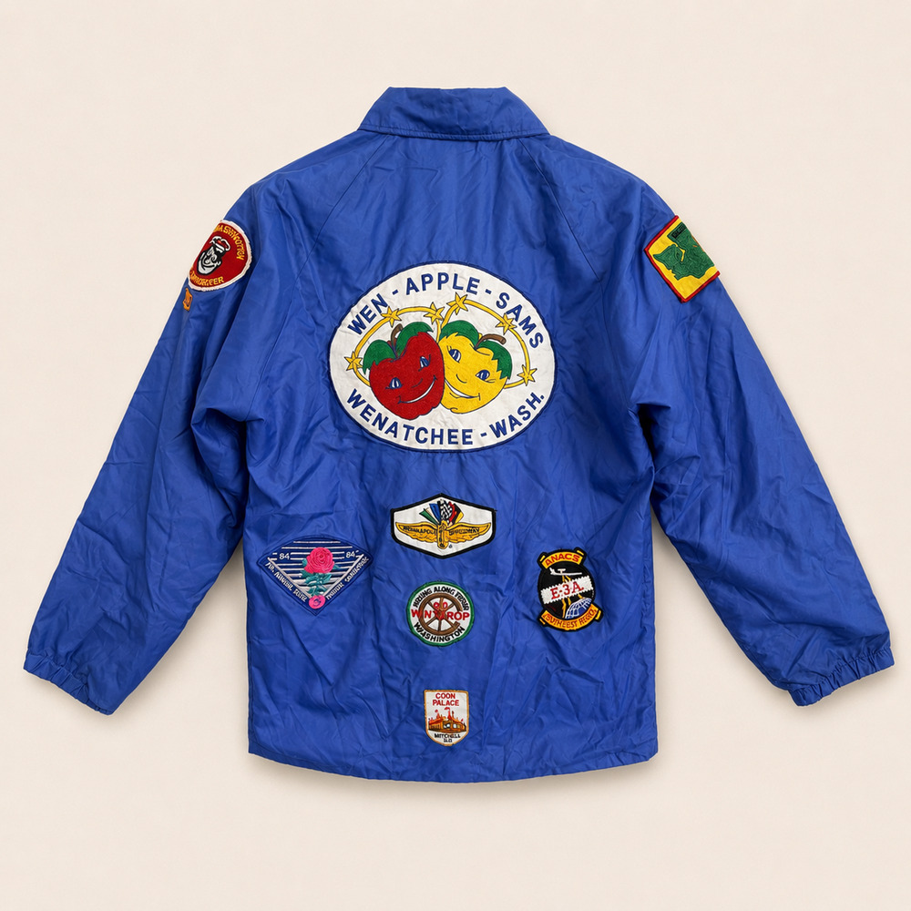 Vintage Sportsmaster Blue Patch Coach Jacket Nylon Snap Front USA Small